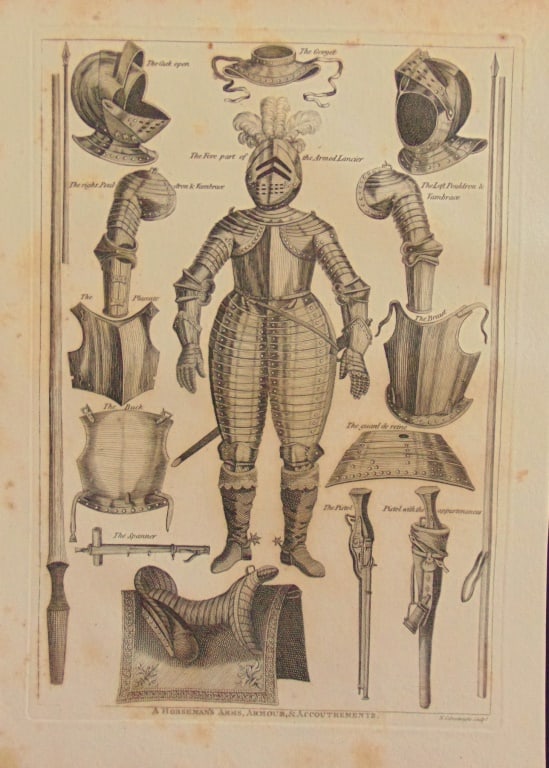 A Horseman's Arms, Armour and Accoutrements: .A Horseman's Arms, Armour and Accoutrements Wonderful impression and detail. Rare Artist: N.C Goodnight Print Type: Copper Engraving Date: 18