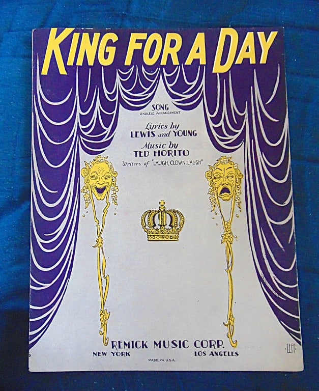 King For A Day - Sydney Leff Illustration: King For A Day Featuring cover art by the iconic Art Deco illustrator Sydney Leff. Known for his sleek, modernist aesthetic and sophisticated color palettes, Leff?s work define