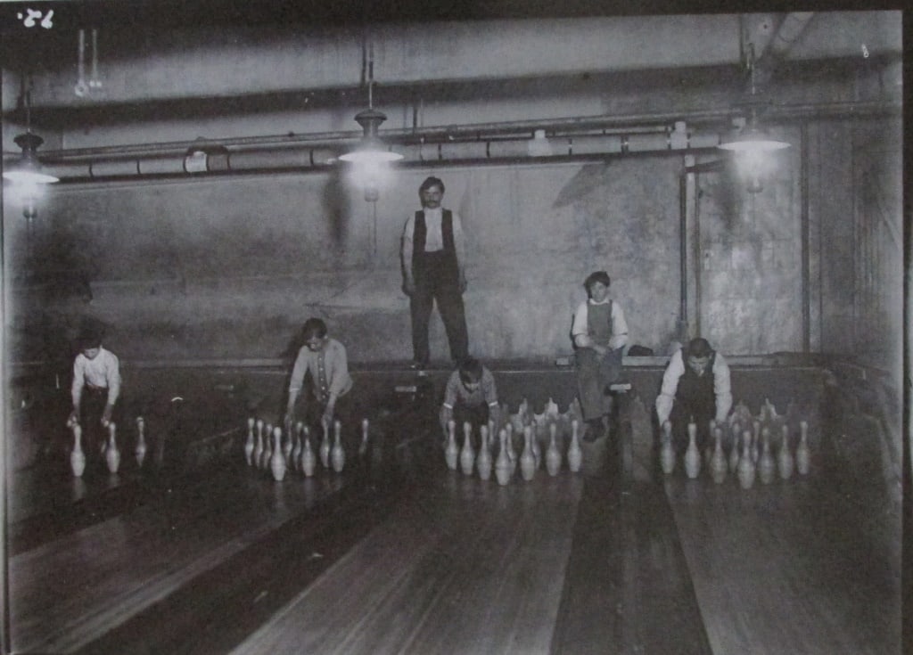 Bowling Alley Pin Boys 1 a.m. - Lewis W. Hine: Bowling Alley Pin Boys 1 a.m From the Original Lewis W. Hine negative in the George Eastman House (1910) #8 Photographer: Lewis W. Hine Dated: 1970 Su