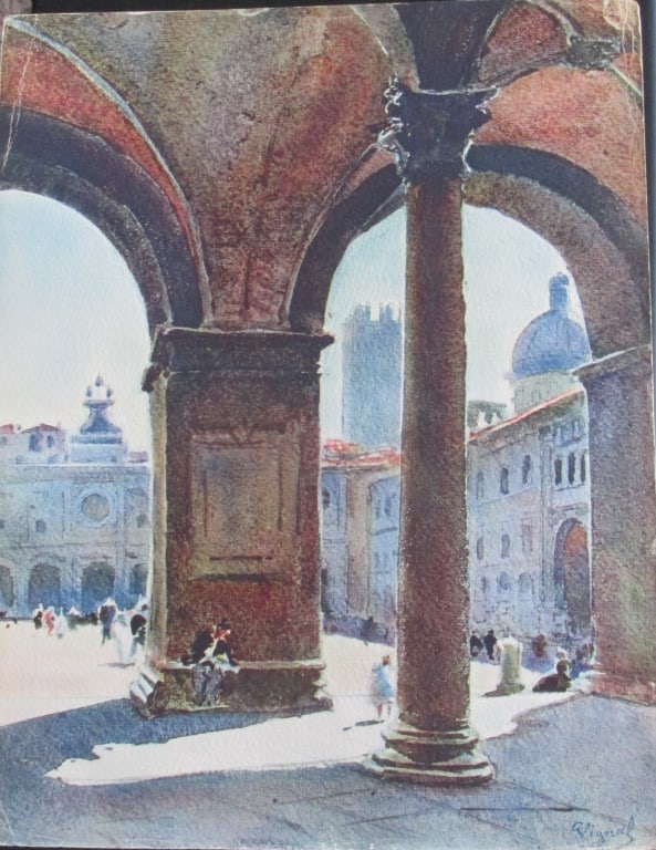Brescia - Plazza Della Loggia - Pierre Vignal: Brescia - Plazza Della Loggia From Water Color Renderings of Italian Cities of Pierre Vignal Portfolio Artist: After Pierre Vignal 1855 - 1925 Print Type:
