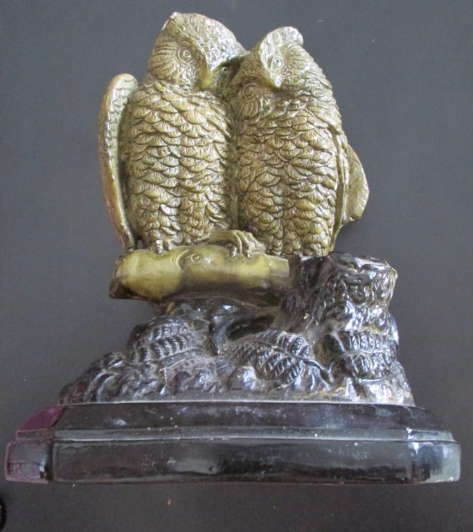 Daniel Chester French (1850-1931) Match Making: Owls Making Love (or) Match Making A early rare sculpture. Dated with British Diamond mark on verso. See Daniel Chester French and His Concord Associations - Concord J