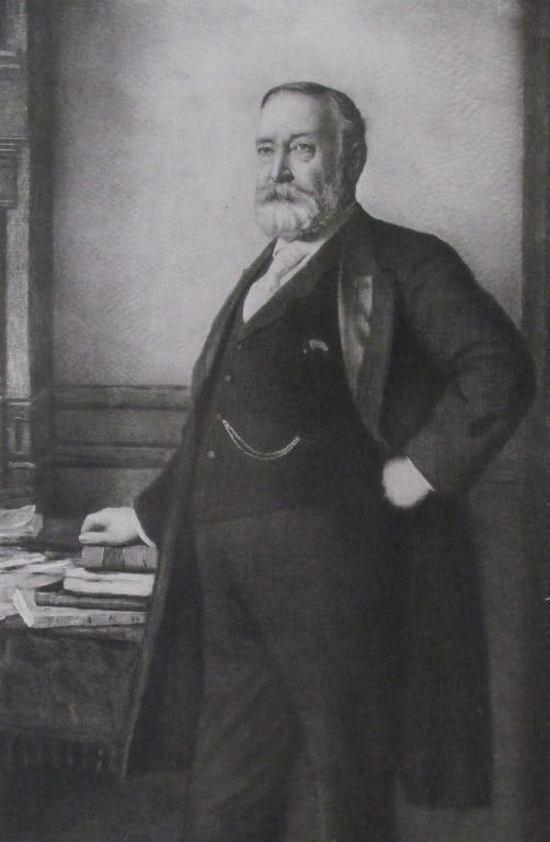 Portrait Benjamin Harrison - Eastman Johnson: President Benjamin Harrison Large Folio. Plate 14 1/2 x 9 1/2" - Print 19 1/2 x 15 1/2". Artist: Jonathan Eastman Johnson Print Type: Gravure with Pl