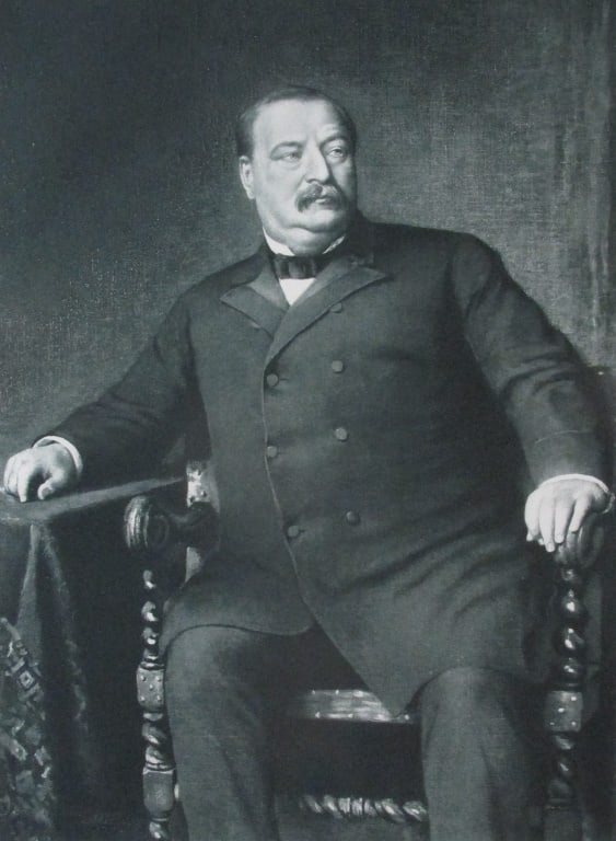 Portrait Grover Cleveland - Eastman Johnson: President Grover Cleveland Large Folio. Plate 14 1/2 x 9 1/2" - Print 19 1/2 x 15 1/2". Artist: Jonathan Eastman Johnson Print Type: Gravure with Pla