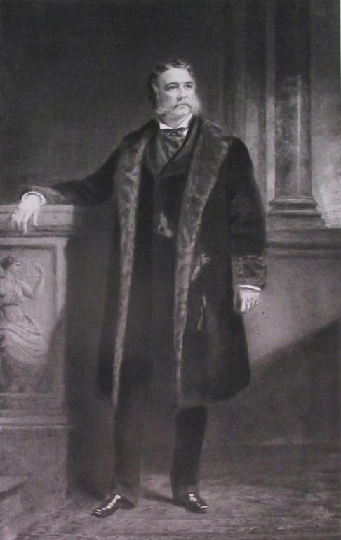 Portrait Chester A. Arthur - Daniel Huntington: President Chester A. Arthur Large Folio. Plate 14 1/2 x 9 1/2" - Print 19 1/2 x 15 1/2". Artist: Daniel Huntington Print Type: Gravure with Plate Mar