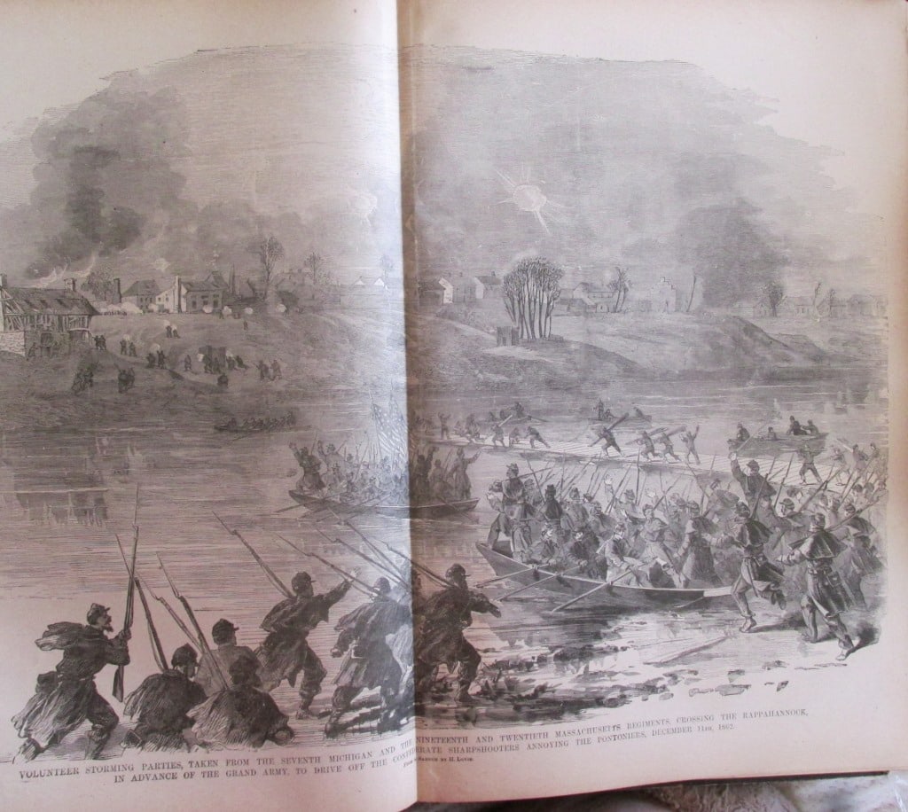 7th Michigan & 20th Mass. Crossing Rappahannock: Volunteer Storming Parties From the Seventh Michigan and the Nineteenth and Twentieth Massachusetts Regiments Crossing the Rappahannok in Advance of the Grand Army to Drive Off The Confederate