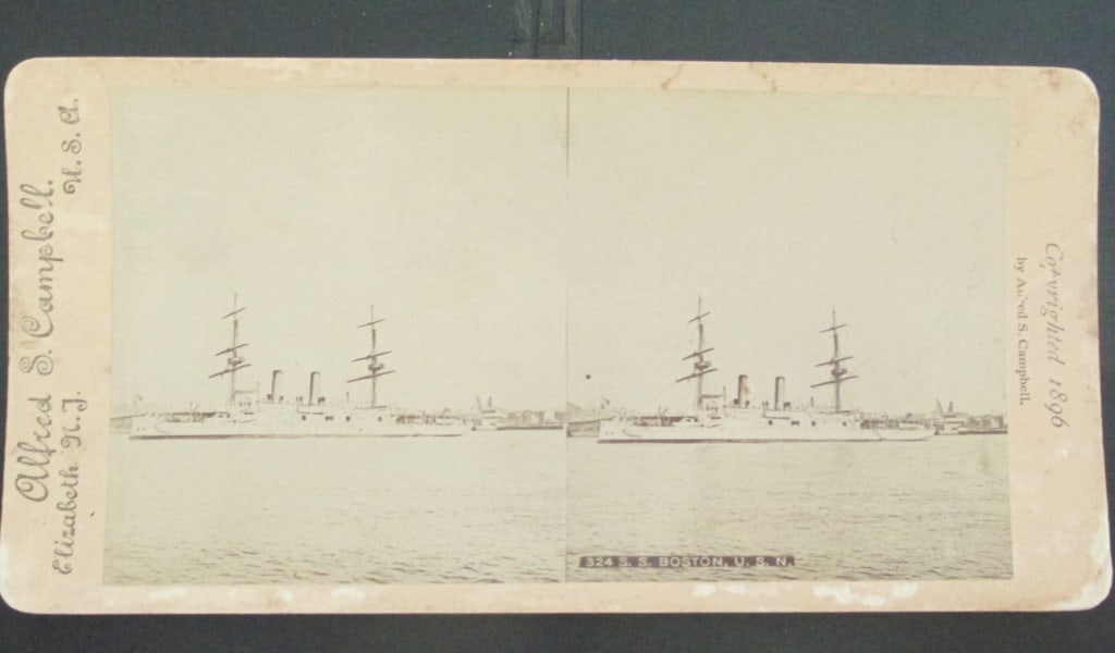 S.S. Boston U.S.N. (US Navy) Stereoview: S.S. Boston U.S.N. (US Navy) Photographer: Alfred S. Campbell Dated: 1896 Medium: Stereoview Provenance: Hill House Notes & Literature: