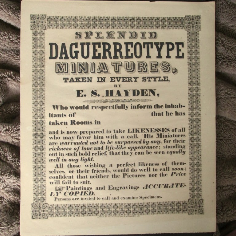 E. S. Hayden Daguerreotype Broadside (1 of 2)