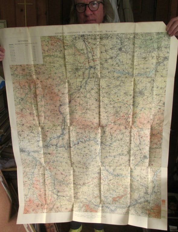 German Offensive On the Somme - March 1916 Map: German Offensive On the Somme - March 1916 World War I One. Linen backed. Map 6 - Ordnance Survey - Large Map with Scale Publisher British Dated: 1919 T