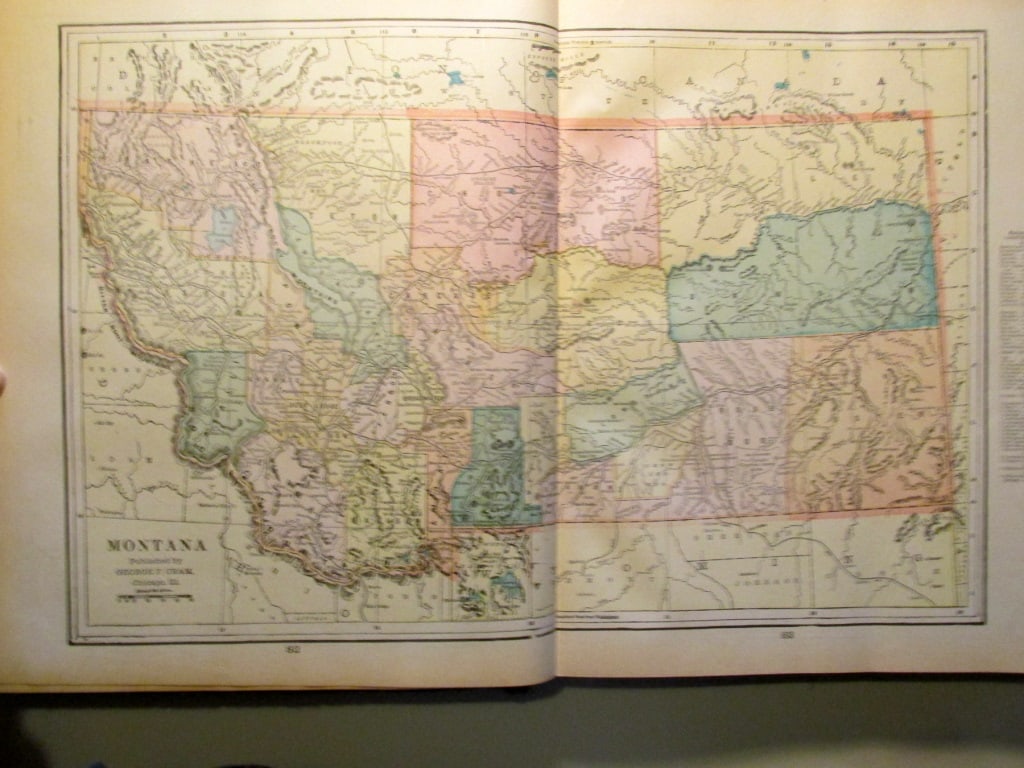 Large Map of Montana: Large Map of Montana With map of Utah and Wyoming [separately] on versos Cartographer: George Franklin Cram Dated: Circa 1900 Type: Color Lithogra