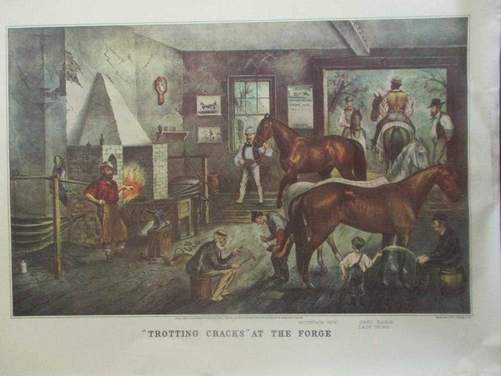 Trotting Cracks At The Forge - Currier Ives (1 of 2)