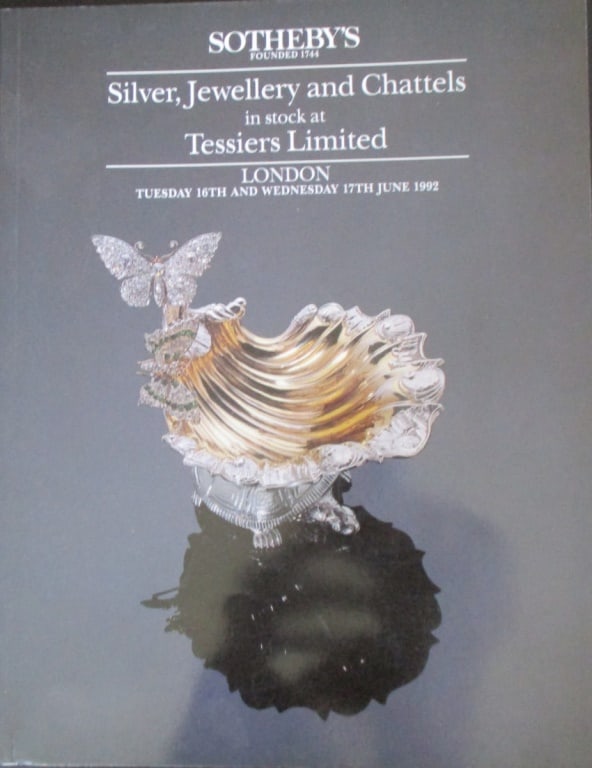 Sotheby's Silver Jewellery and Chattels: Silver, Jewellery and Chattels In Stock at Tessiers Limited Important Auction Catalogue - London. Illustrations: Color Photos Dated: June 17th, 1992 P