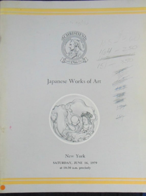 Japanese Works of Art: Japanese Works of Art Christie's. June 16, 1979 Illustrations: B/W Photos Size: 4to Binding: Trade Wraps Type: Art Condition Report: Very Good. Notations cover. Subject References: FWC