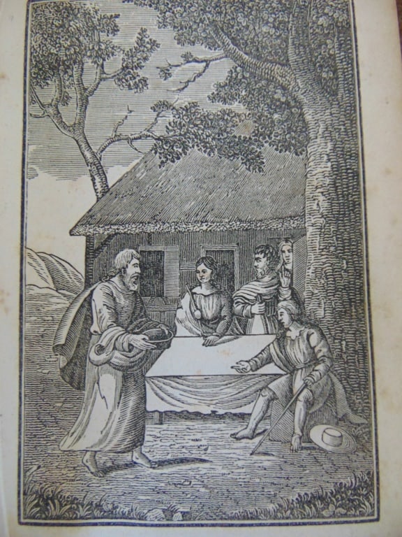 Abraham and the Angels: Abraham and the Angels Rare. Print Type: Wood Engraving Date: 1837 Dimensions: 6 x 4" Provenance: Hill House Print Collection Notes & Literature: From Huebne