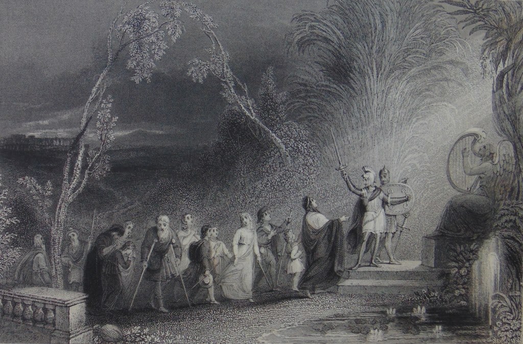 The Pilgrims: The Pilgrims Print Type: Engraving Date: 1836 Publisher: Fisher and Son Dimensions: 11 x 8" Notes & Literature: Condition Report: Fine Subject References: 181