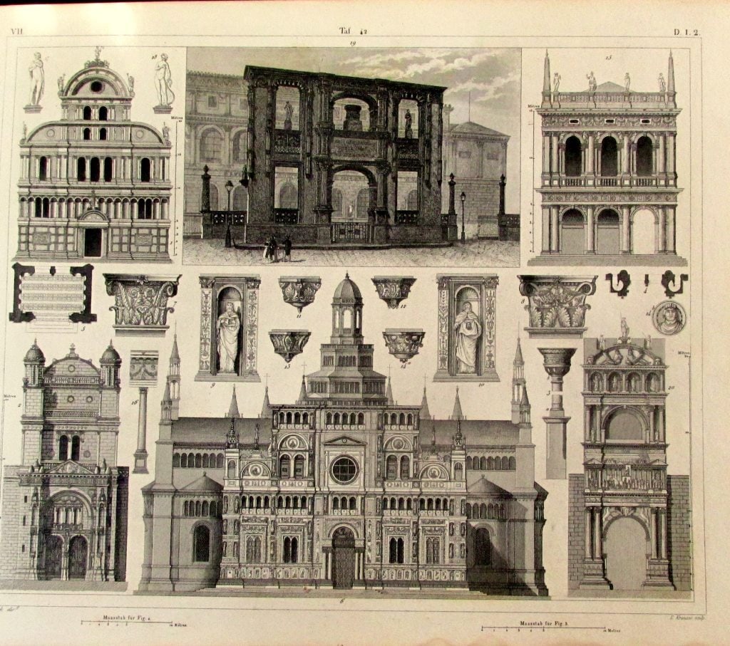 Ecclesiastical Architecture of the Renaissance: Ecclesiastical and Secular Architecture of the Renaissance Extremely Rare Artist: J. G.Heck Print Type: Engraving Date: 1851 Dimensions: