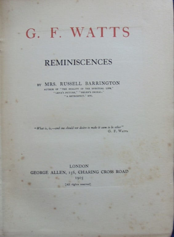 George Frederic Watts - Reminiscences - 4