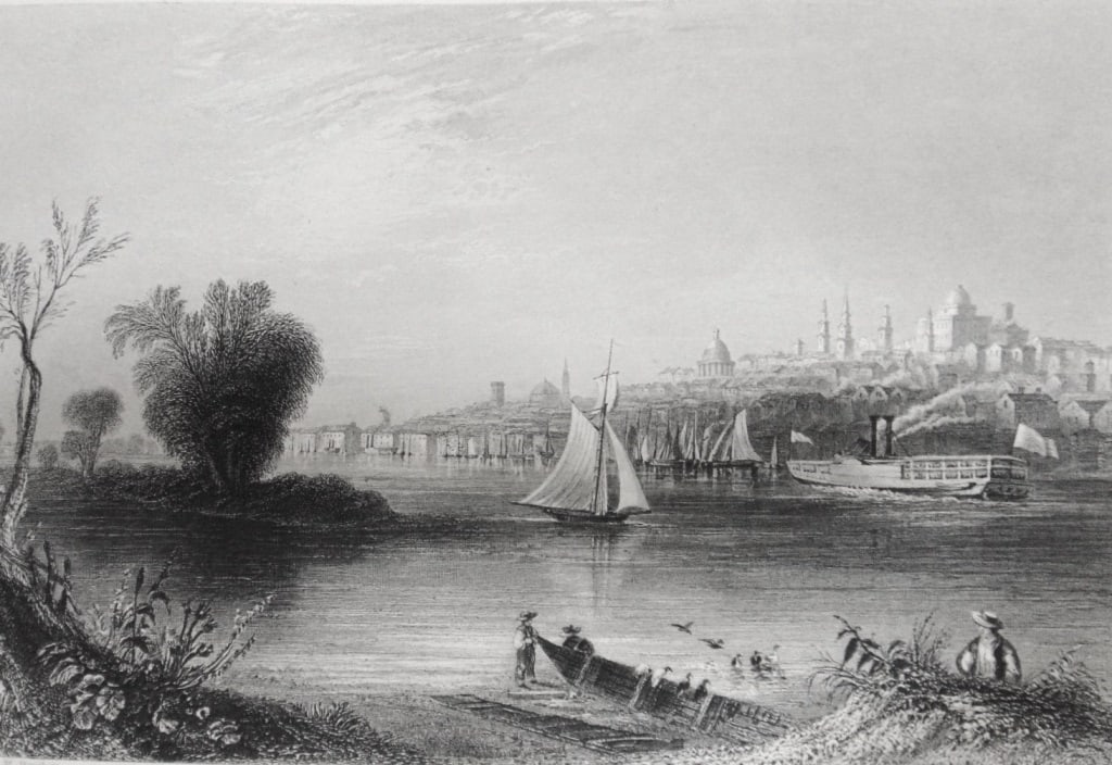 Panoramic View of Albany New York: Panoramic View of Albany New York Artist: William Henry Bartlett Print Type: Engraving Date: Circa 1840 Dimensions: 10 x 7.5 " Subject: 19th Century American Scenes</