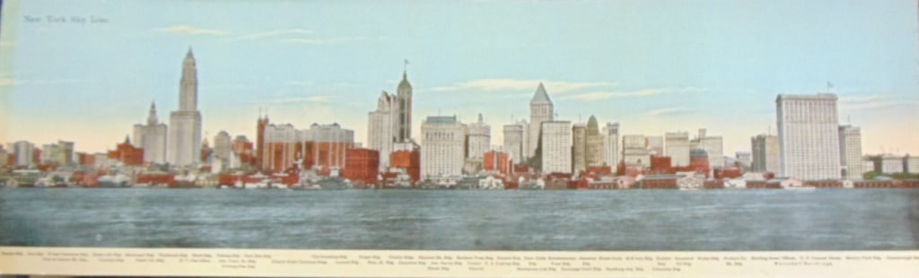 Postcard New York City Skyline Oversized: Postcard New York City Skyline Oversized Extremely Rare Photographer H. Finkelstein Dated: 1902 Type/Theme: New York City Size: 17.5" Publisher: American Ar