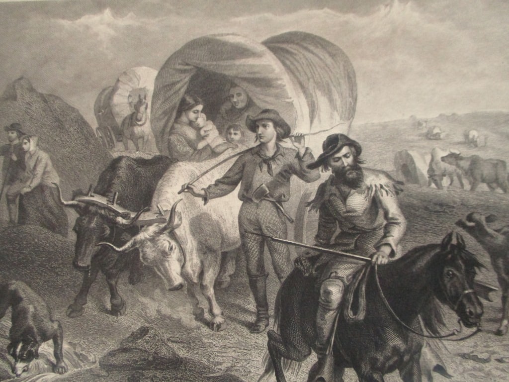 Emigrants Crossing the Plains - F. O. C. Darley: Emigrants Crossing the Plains Western Americana Artist: F. O. C. Darley Print Type: Engraving Date: 1869 Publisher: Appleton Origin: United States Dimensions: 8 x 12" Subject: Westward Expansion