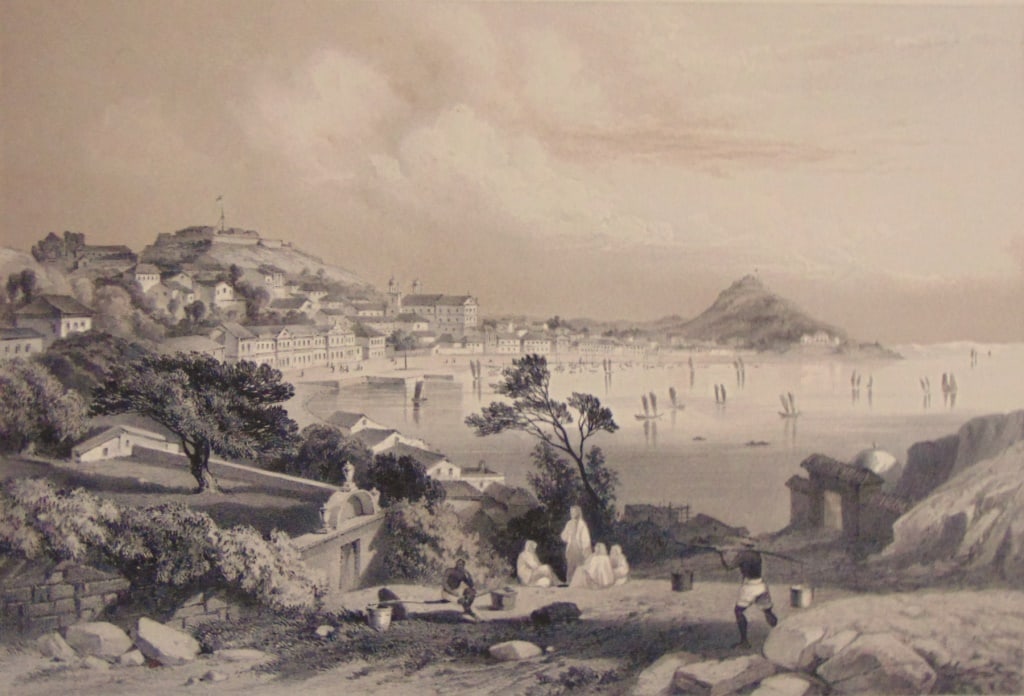 Macao From Penna Hill - Plate No 2: Macao From Penna Hill - Plate No 2 An important work recording Commodore Perry's expedition to Japan. This is Plate #2 from the very limited edition book by William Heine that was published in 1856.