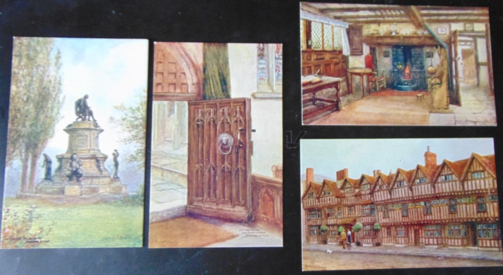 Lot of Post Cards of Stafford on Avon - England: Lot of Post Cards of Stafford on Avon - England All with illustrations of William Wells Quatremain (22 December 1857 ? 3 March 1930) who was an English artist who painted many oil and watercolour land