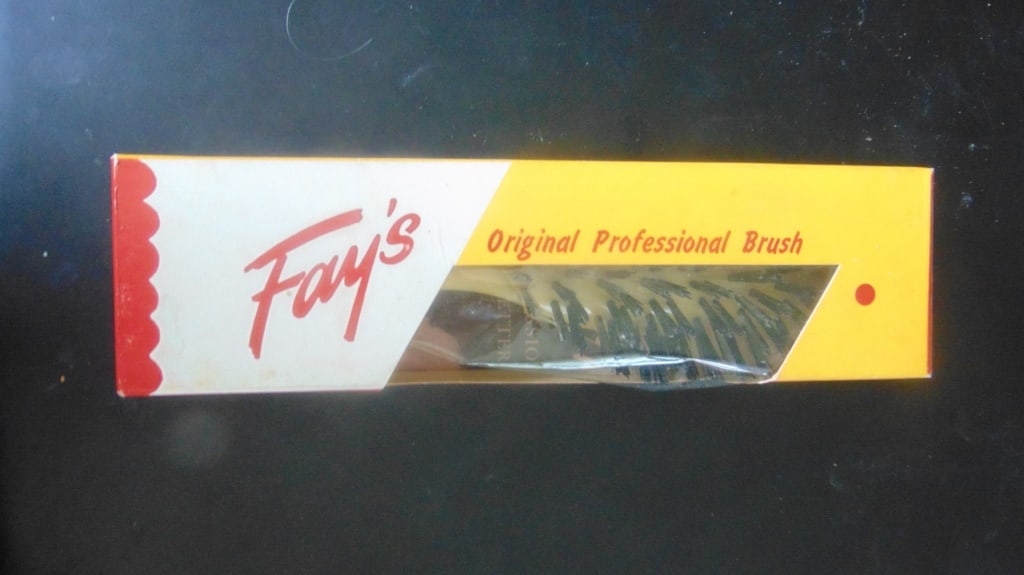 Fay's Professional Hair Brush - Yellow: Fay's Professional Hair Brush with Yellow Handle in Original Box Makes hair healthy - cleans scalp - From the estate of Helen Fay, noted Fashion lady of the first half of the
