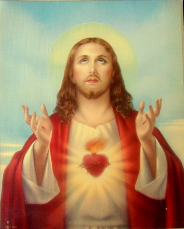 Jesus with Sacred Heart: Jesus with Sacred Heart The image of Christ with the Sacred Heart is a Catholic devotion that emphasizes Jesus' love for humanity. It is often depicted as a heart, surrounded by