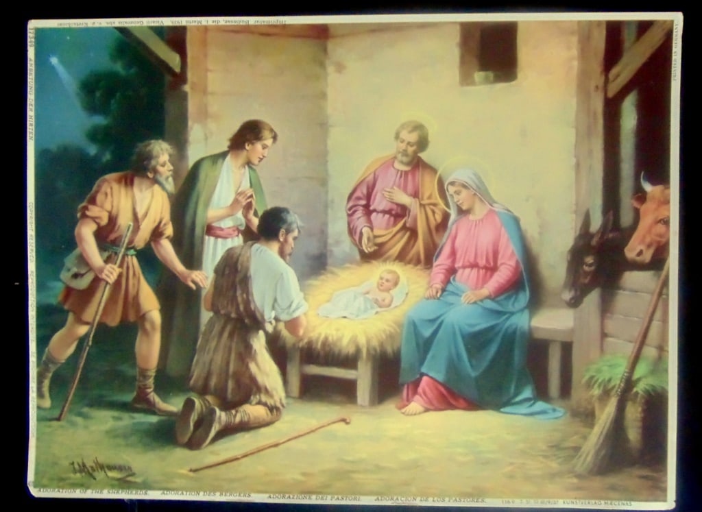 Adoration of the Sheperds: Adoration of the Sheperds Print Type: Chromolithograph Date: Circa 1939 Dimensions: 10 x 8" Condition Report: Very Good Subject Refe