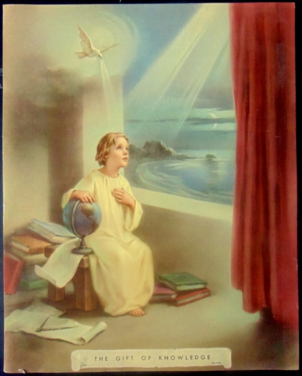The Gift of Knowledge: The Gift of Knowledge Print Type: Chromolithograph Date: Circa 1939 Dimensions: 10 x 8" Condition Report: Very Good Subject Reference