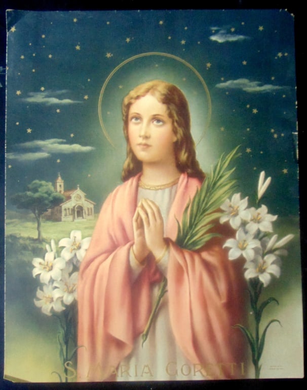 Saint Maria Goretti: Saint Maria Goretti Saint Maria Goretti is a virgin martyr of the Catholic Church, and one of the youngest saints to be canonized. She was born to a farming family in Corinaldo,