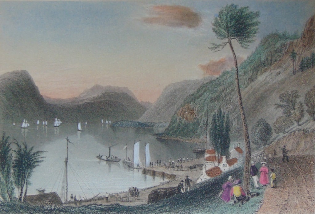 Peekskill Landing (Hudson River): Peekskill Landing (Hudson River) Beautifully Hand Colored. This engraving is a valuable historical document, as it provides a glimpse of Peekskill in the mid-19th century. It also shows the importance