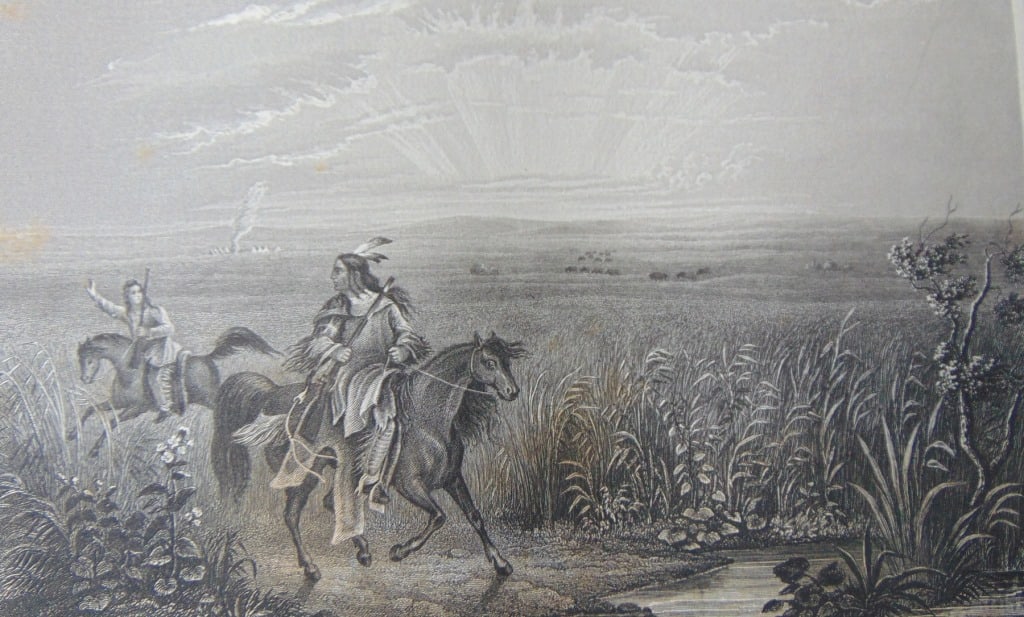 Prairie Near The Arkansas River: Prairie Near The Arkansas River Rare Print Type: Copper Engraving Date: Circa 1850 Publisher: Hermann J Meyer Origin: American Dimensions: 11 x 7" Subje