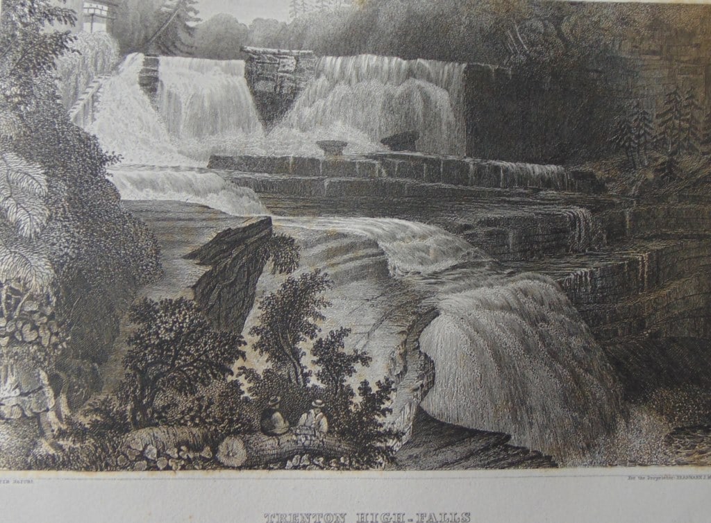 Trenton High Falls - New York: Trenton High Falls - New York Rare Print Type: Copper Engraving Date: Circa 1850 Publisher: Hermann J Meyer Origin: American Dimensions: 11 x 7" Subject: