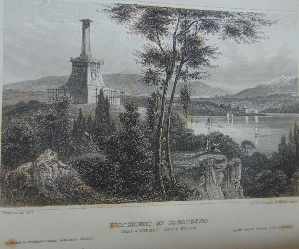 Monument of Cosciusco Near West Point: Monument of Cosciusco Near West Point Rare Print Type: Copper Engraving Date: Circa 1850 Publisher: Hermann J Meyer Origin: American Dimensions: 11 x 7"