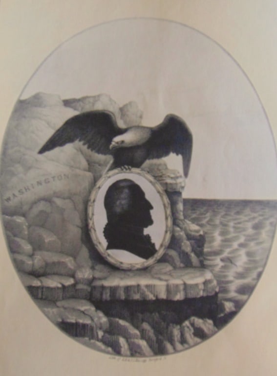 President George Washington - Brown & Kellogg: President George Washington Silhouette "Entered according to act of congress, in the year 1844, by EB & EC Kellogg, in the clerks office of the District of Connecticut".