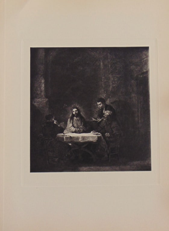 The Supper at Emmaus - Rembrandt Van Rijn: The Supper at Emmaus A fine impression of this work. With plate mark. Artist: Rembrandt Van Rijn (after) Print Type: Gravure with Plate Mark Date: