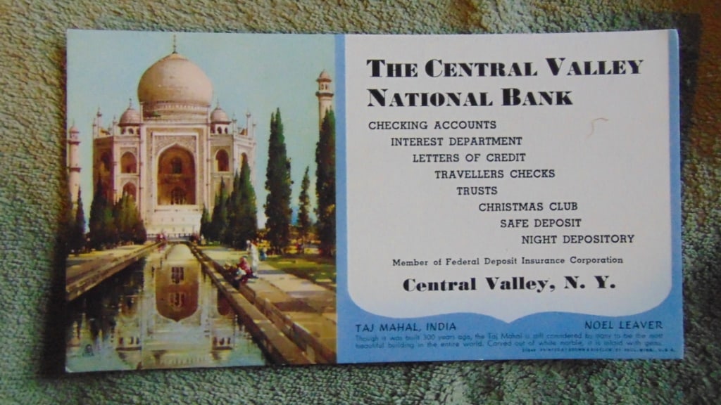 Tai Mahal India - Noel Leaver Blotter: Tai Mahal, India - Noel Leaver Blotter Type: Ink Blotter Advertiser: Central Valley National Bank Product: Advertising Blotter :Maker: Brown and Bigelo