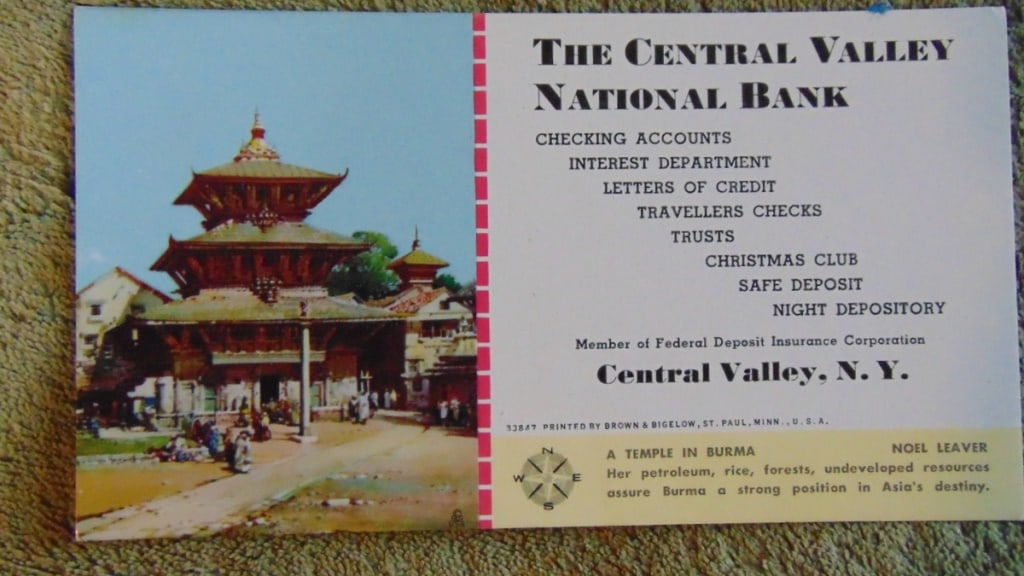 A Temple in Burma - Noel Leaver Blotter: A Temple in Burma - Noel Leaver Blotter Type: Ink Blotter Advertiser: Central Valley National Bank Product: Advertising Blotter :Maker: Brown and Bigel