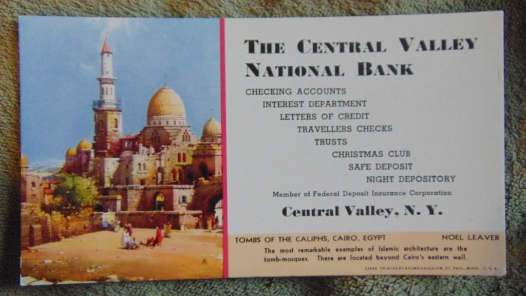 Tombs of the Caliohs - Noel Leaver Blotter: Tombs of the Caliohs - Noel Leaver Blotter Type: Ink Blotter Advertiser: Central Valley National Bank Product: Advertising Blotter :Maker: Brown and Bi