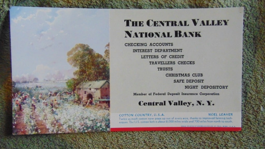 Cotton Country USA - Noel Leaver Blotter: Cotton Country USA - Noel Leaver Blotter Type: Ink Blotter Advertiser: Central Valley National Bank Product: Advertising Blotter :Maker: Brown and Bige
