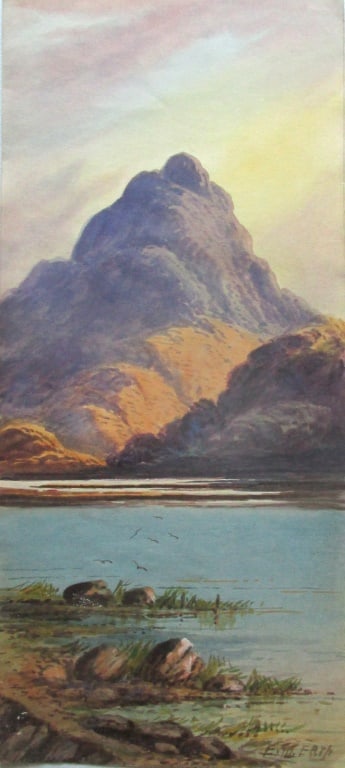 Loch Tay Scotland - Edwin Earp (1851-1945): Loch Tay (or) Long A striking luminous Scottish watercolor. Artist: Edwin Earp - 1851 - 1945 Medium: Watercolor Date: 19th/20th century Signed: E. M. Earp Origin: British Size: 18 x 8" Provenance: