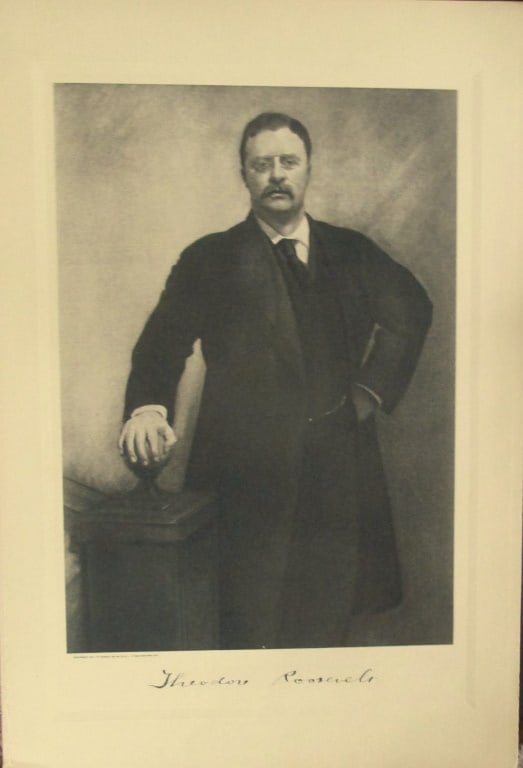 Portrait of President Theodore Roosevelt: Portrait of President Theodore Roosevelt On stiff paper with plate mark. Print Type: Photogravure Signed: Signed in plate Date: 1907 Publish
