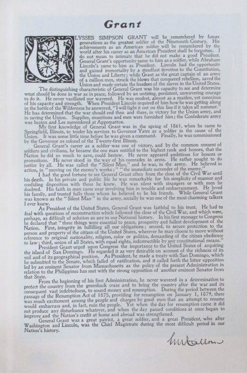 Tribute to President Ulysses S. Grant: Tribute to President Ulysses S. Grant Artist: After Gilbert Stuart Print Type: Photogravure Date: 1907 Publisher: Bureau of National Literature