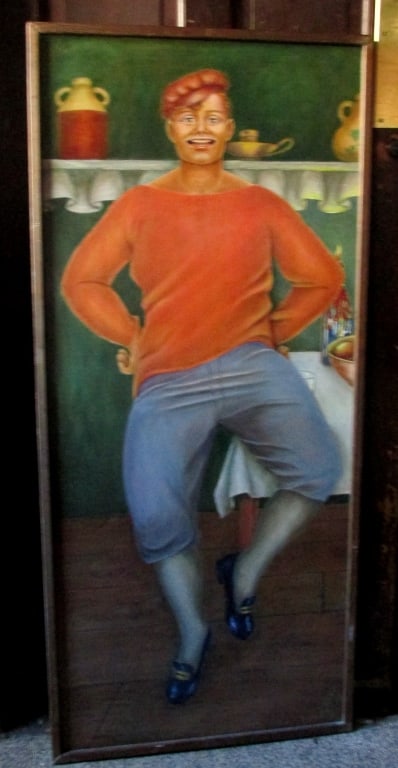 Ruth Cale (Brooklyn NY City 1910 - 2005): Irish Dancer This is a wonderful folk art painting of an Irish Dancer by Ruth Cale (Meibaum). Artist was from Brooklyn NY and later Greenwood Lake, NY. Signed, dated and addressed on verso. Medium: