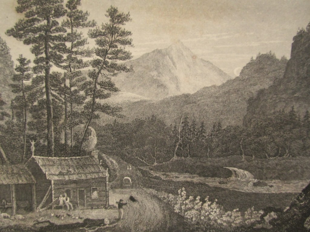 Ansiedlers Log House - North America: Ansiedlers Log House - North America Ansiedlers Blockhaus (Located in Pennsylvania) Print Type: Engraving Date: Circa 1840's Dimensions: Approx. 8 1/2 x 6" Provenance: Hill House Subject: Log Houses