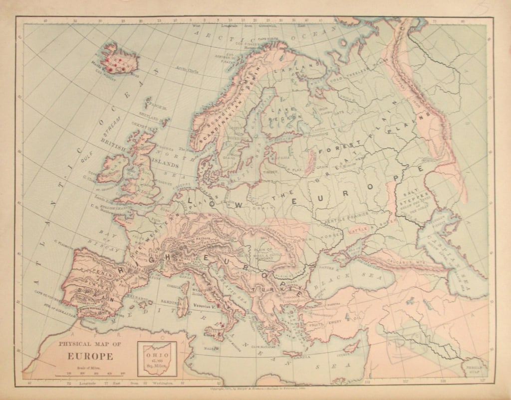 Physical Map of Europe (1 of 1)
