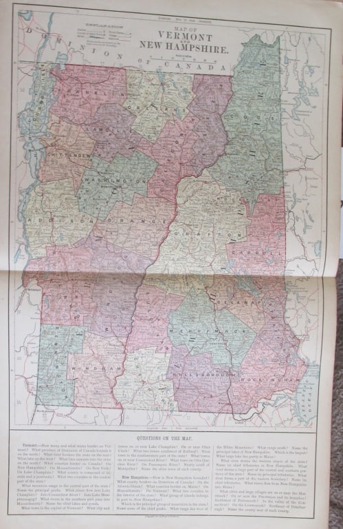 Map of Vermont and New Hampshire Circa 1880 (1 of 1)