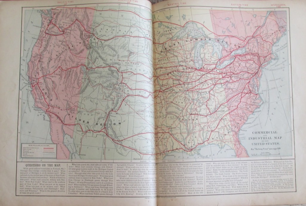 Commercial & Industrial Map of the United States: Commercial & Industrial Map of the United States Color Map. Publisher Harper Brothers Dated: Circa 1888 Dimensions: 20 x 12" Condition Repo