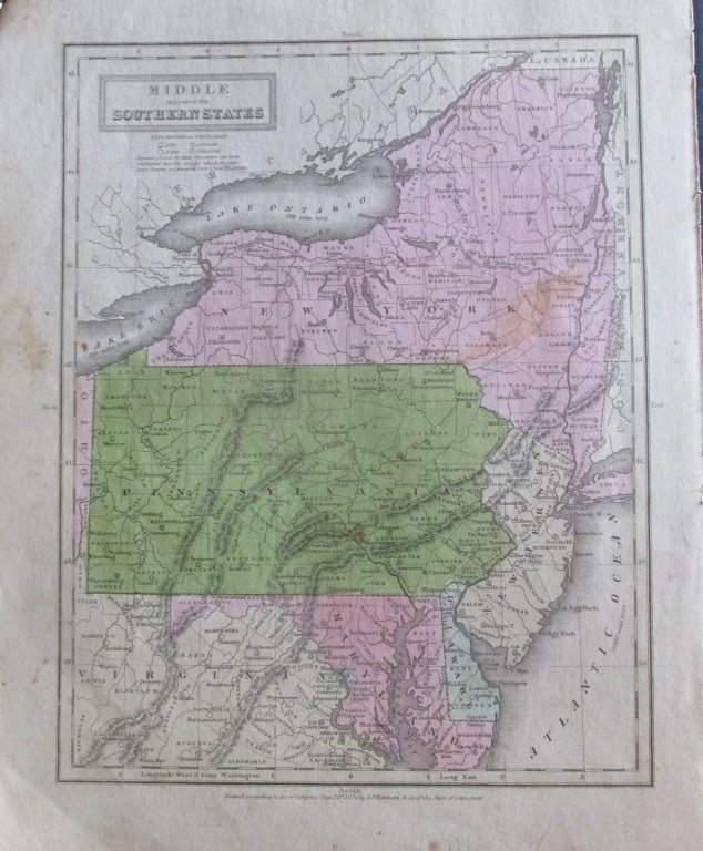 Early Map of Middle and Southern States 1829 (1 of 3)