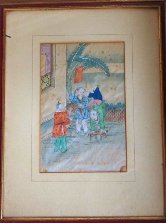 Chinese Gouache on Silk 19th Century (1 of 2)